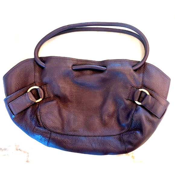 COLE HAAN Purple‎ Pebble Leather Large Bucket Hobo Shoulder Bag Purse Vtg - Picture 2 of 13